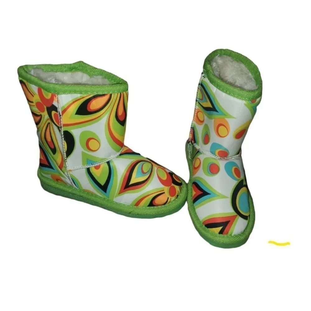 Girls Shagadelic lined fuzzy Rain Boots Shoes size 8/9